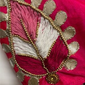 White and Pink Saree with vibrant Pink and embroidery blouse